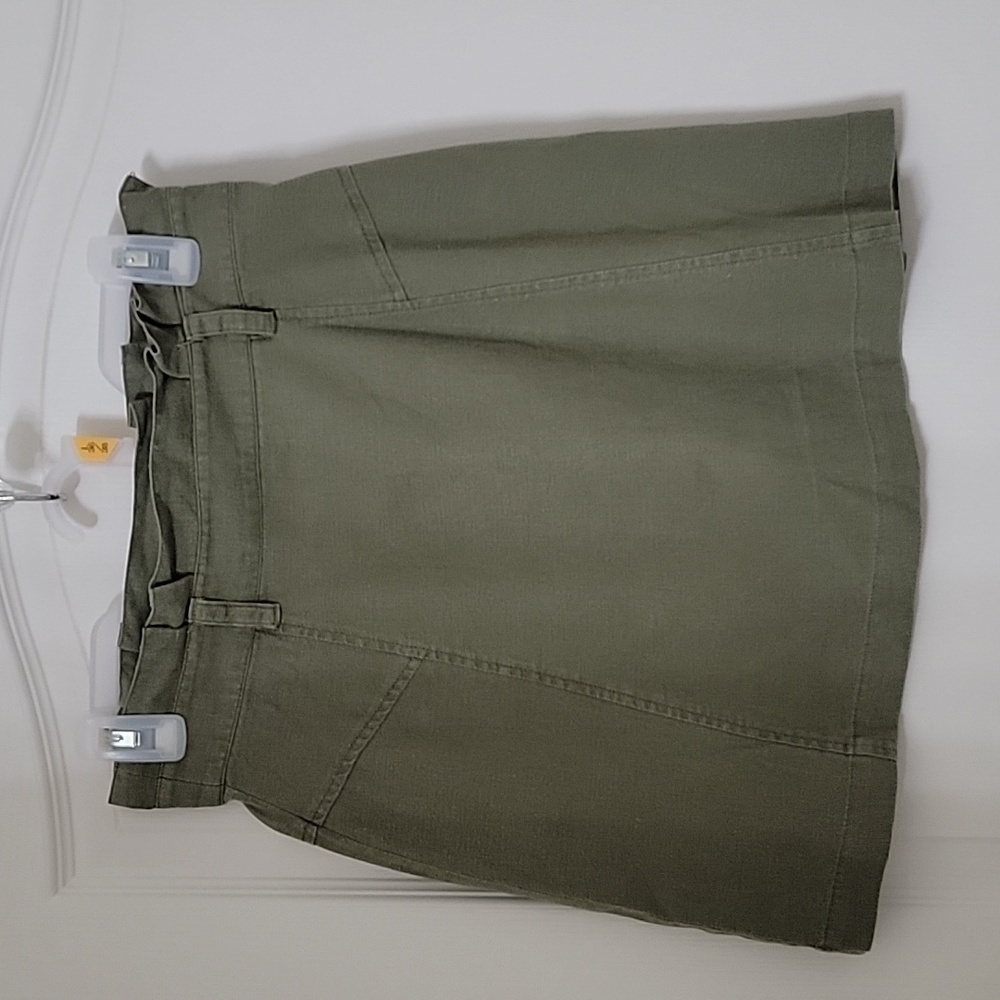 BP Size S Olive / Army Green Paper Bag Skirt, Side Zipper Closure